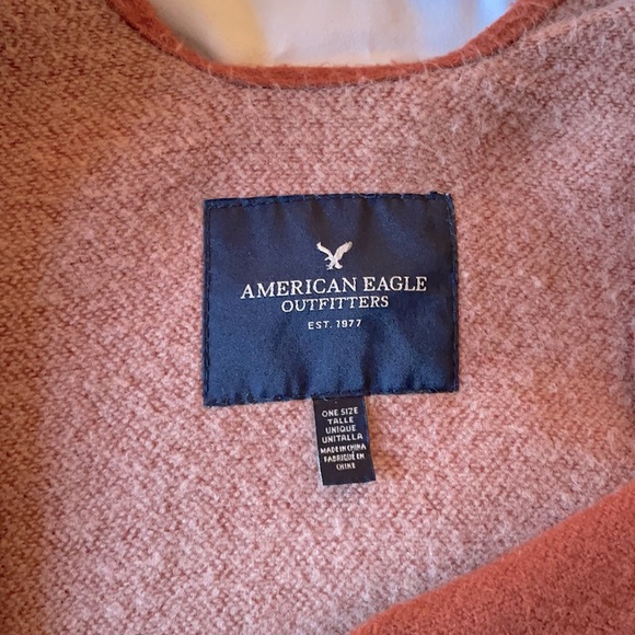 Bohemian Burnt Orange American Eagle Poncho Jacket with Fringe One Size - Picture 2 of 4